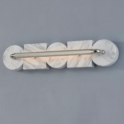 LED Marble Frame with Ribbed Metal Bar Wall Sconce