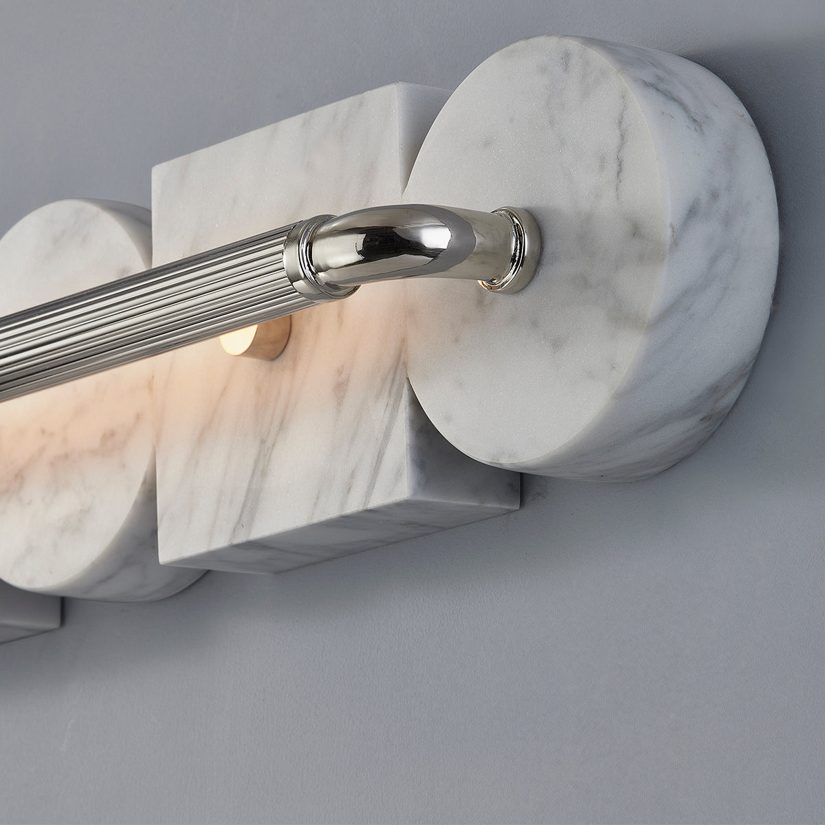 LED Marble Frame with Ribbed Metal Bar Wall Sconce