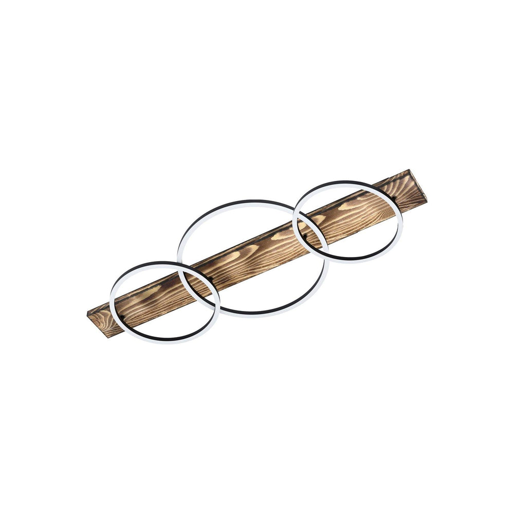 LED Brushed Pine Wood 3 Ring Pendant - LV LIGHTING