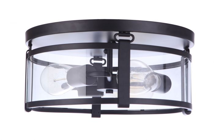 Steel frame with Clear Glass Shade Flush Mount