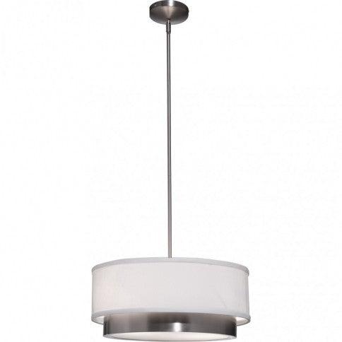 Brushed Nickel Frame with White Linen Shade Pendant - LV LIGHTING
