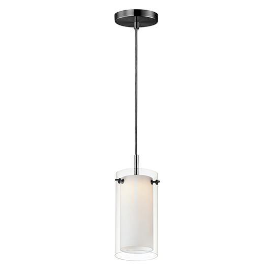 Steel with Clear and Satin White Glass Shade Pendant - LV LIGHTING