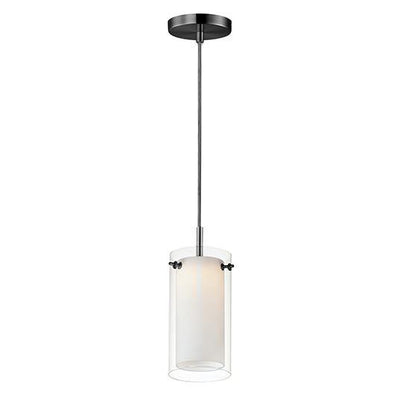 Steel with Clear and Satin White Glass Shade Pendant - LV LIGHTING