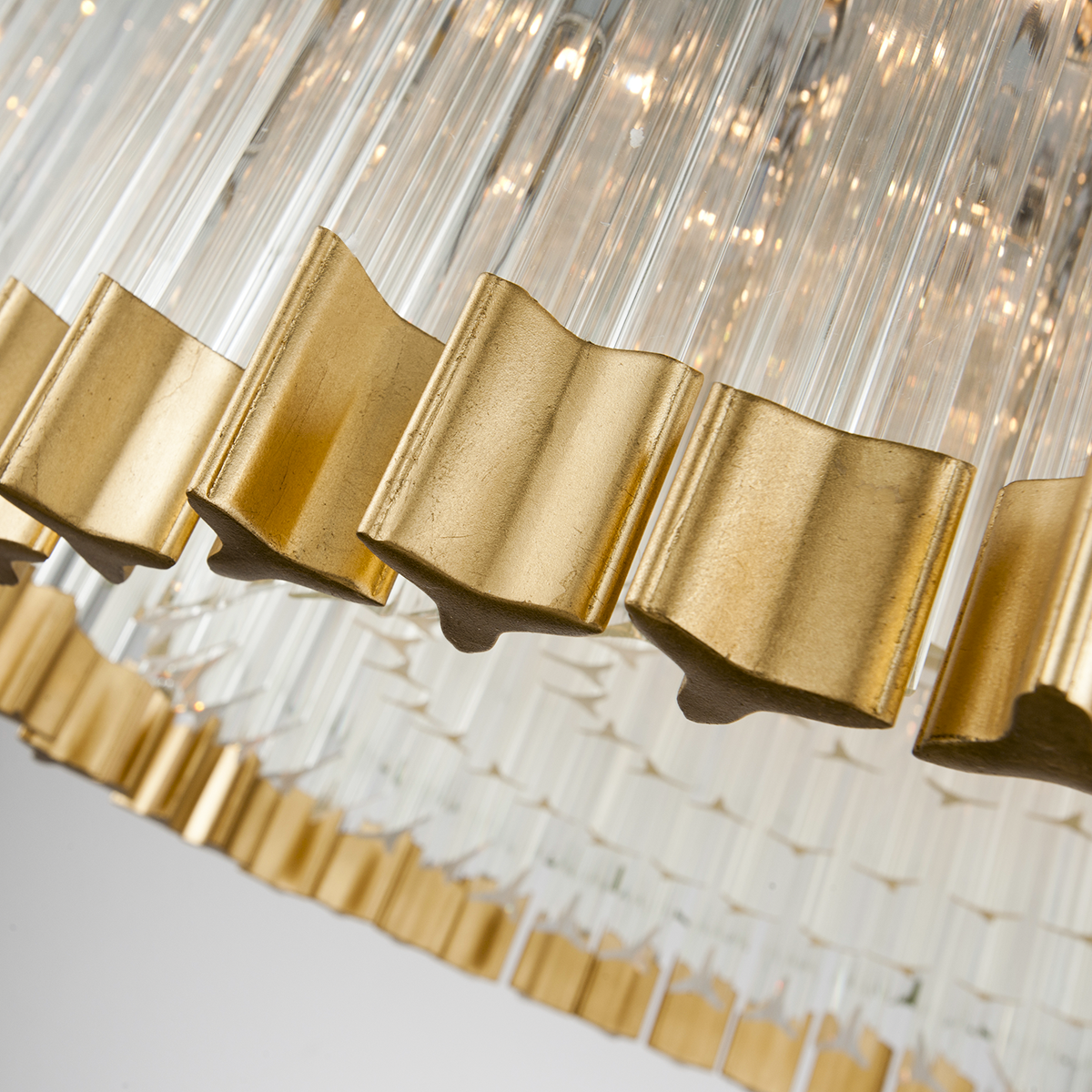 Gold Leaf and Polished Stainless Steel with Crystal Rod Flush Mount - LV LIGHTING