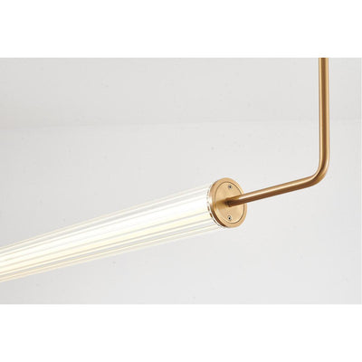 LED Brass Frame with Double Clear and White Cylindrical Glass Shade Linear Chandelier - LV LIGHTING