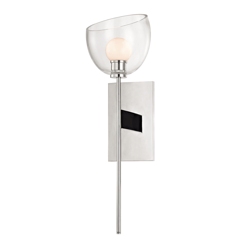 Steel Rod with Clear Slanted Glass Shade Wall Sconce - LV LIGHTING
