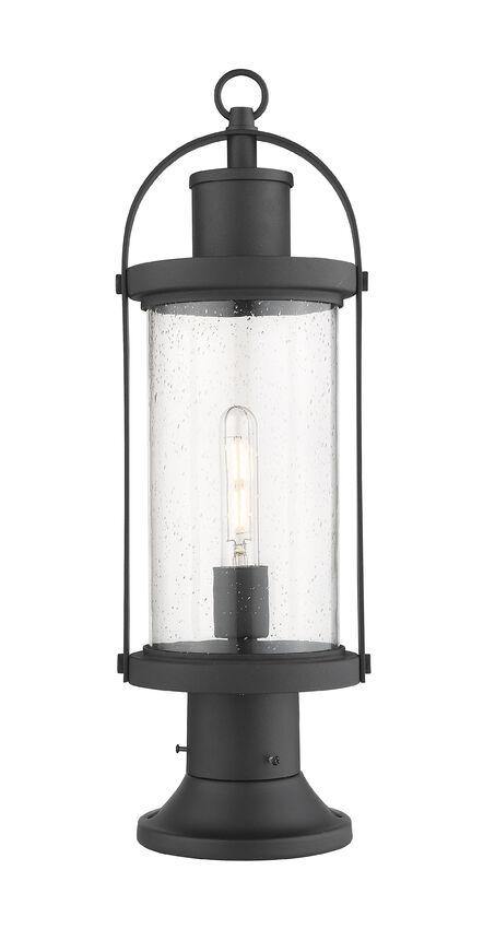Black Aluminum with Clear Seedy Glass Shade Pier Mount - LV LIGHTING