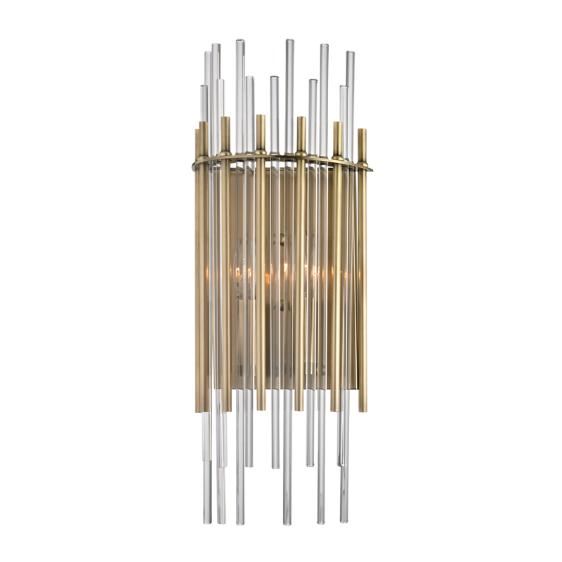 Steel with Clear Glass Rod Shade Wall Sconce