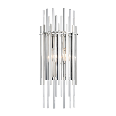 Steel with Clear Glass Rod Shade Wall Sconce