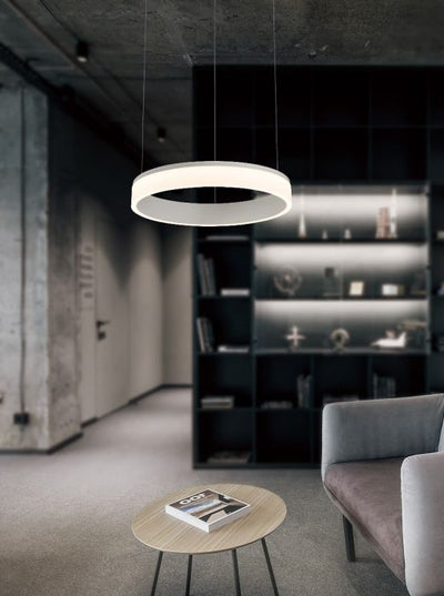 LED Chrome Frame with Vanila White Acrylic Diffuser Halo Pendant / Chandelier