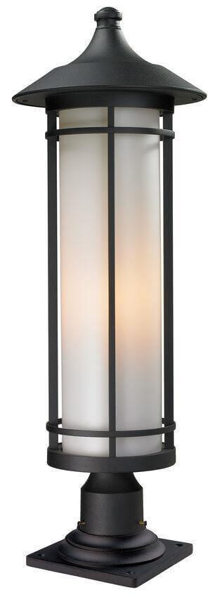 Aluminum with Cylindrical Matte Opal Glass Shade Outdoor Pier Mount - LV LIGHTING