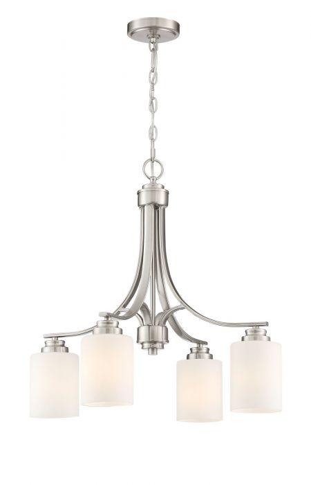 Steel Arms with Cylindrical Glass Shade Chandelier - LV LIGHTING
