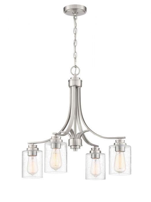 Steel Arms with Cylindrical Glass Shade Chandelier - LV LIGHTING