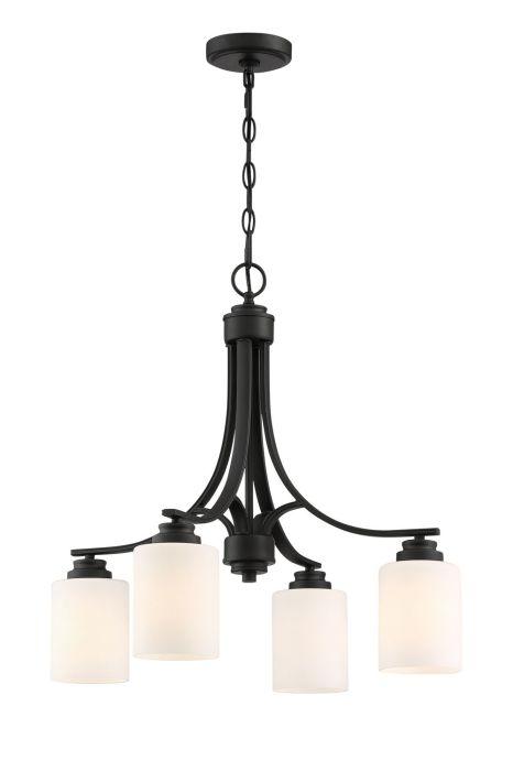 Steel Arms with Cylindrical Glass Shade Chandelier - LV LIGHTING