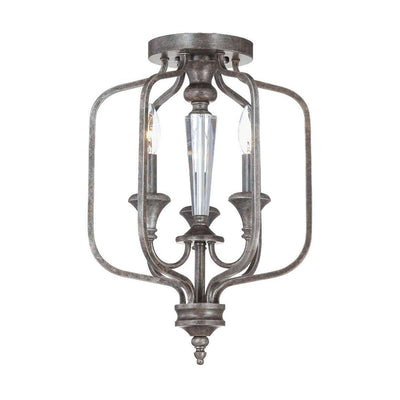 Mocha Bronze Silver Wash Curve Arms with Clear Crystal Pendant / Flush Mount - LV LIGHTING
