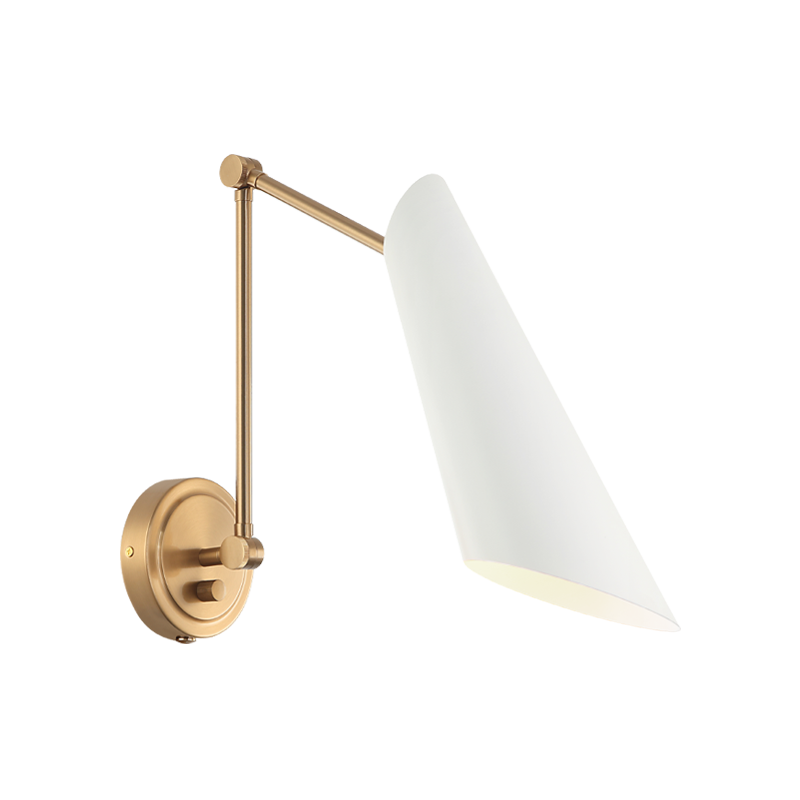 Steel Frame with Adjustable Arm and Cone Shade Wall Sconce