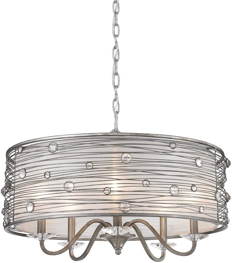 Silver with Crystal Shade Chandelier - LV LIGHTING