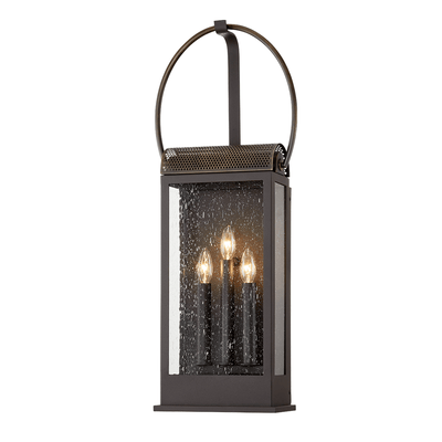 Bronze and Brass Rectangular Frame with Clear Seedy Glass Outdoor Wall Sconce - LV LIGHTING