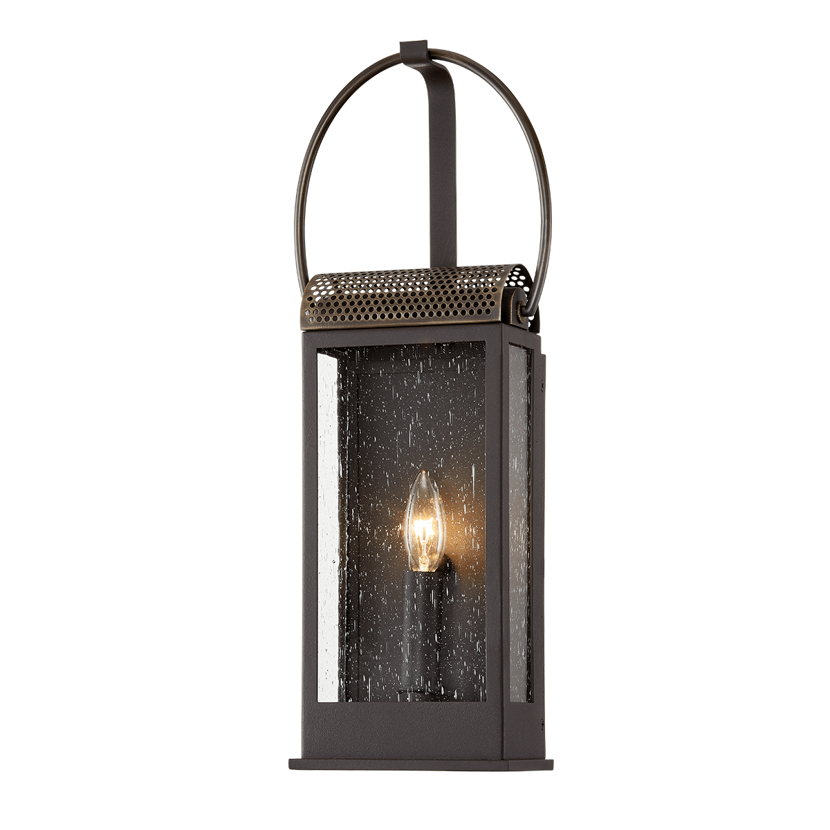 Bronze and Brass Rectangular Frame with Clear Seedy Glass Outdoor Wall Sconce - LV LIGHTING