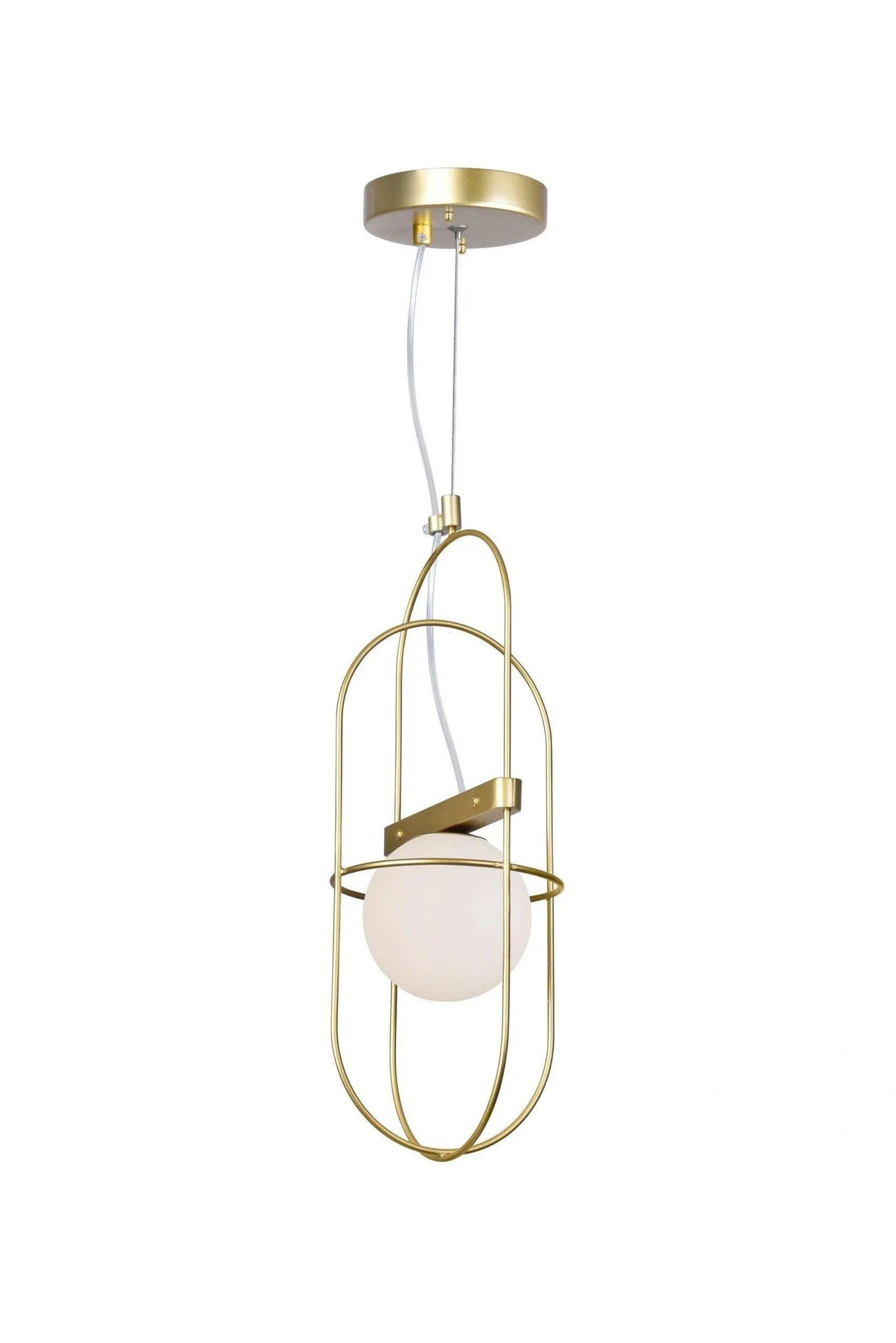 Medallion Gold with Frosted Shade Single Light Pendant - LV LIGHTING