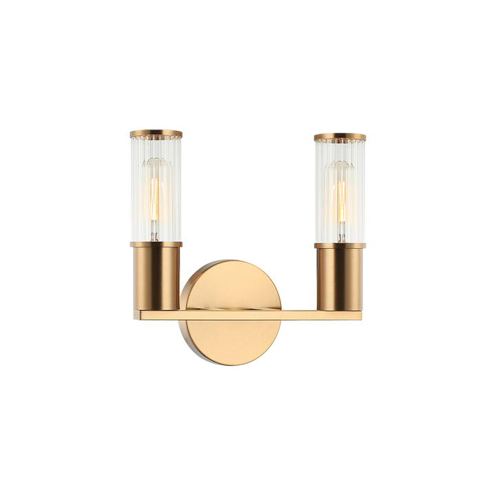 Steel Frame with Ribbed Clear Glass Vanity Light