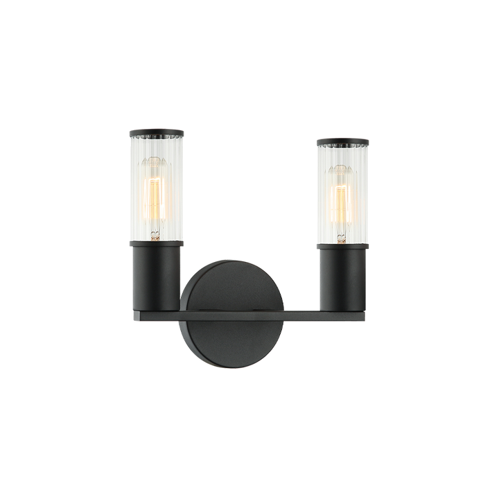Steel Frame with Ribbed Clear Glass Vanity Light