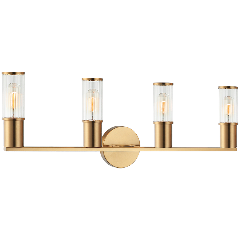 Steel Frame with Ribbed Clear Glass Vanity Light