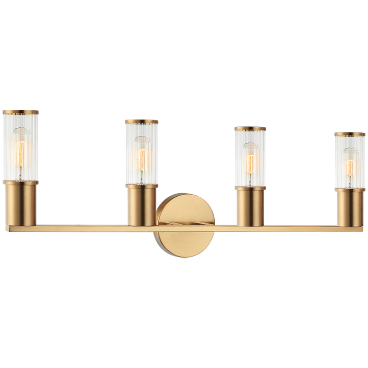 Steel Frame with Ribbed Clear Glass Vanity Light