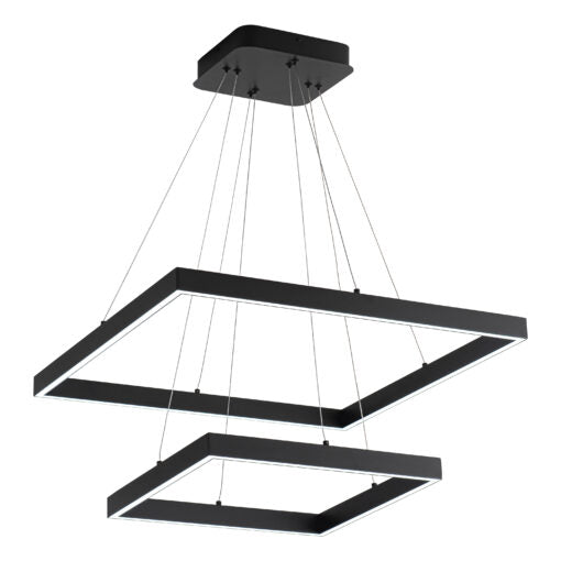LED Black Square Frame with Acrylic Diffuser 3CCT Chandelier