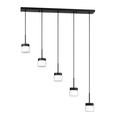Black with Frosted Shade 5 Light Pendant - LV LIGHTING