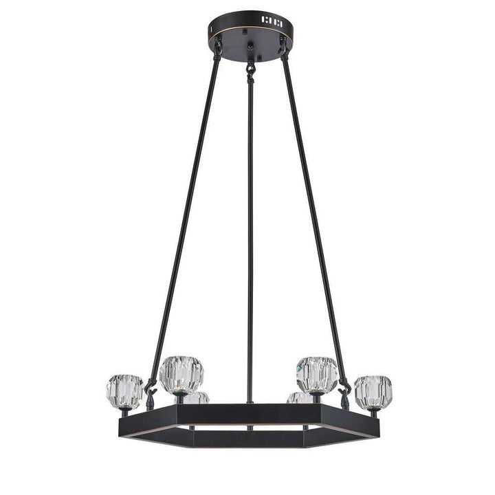 Bronze with Crystal Hex Pendant - LV LIGHTING