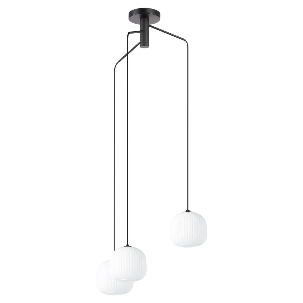 Black with White Shade Pendant - LV LIGHTING