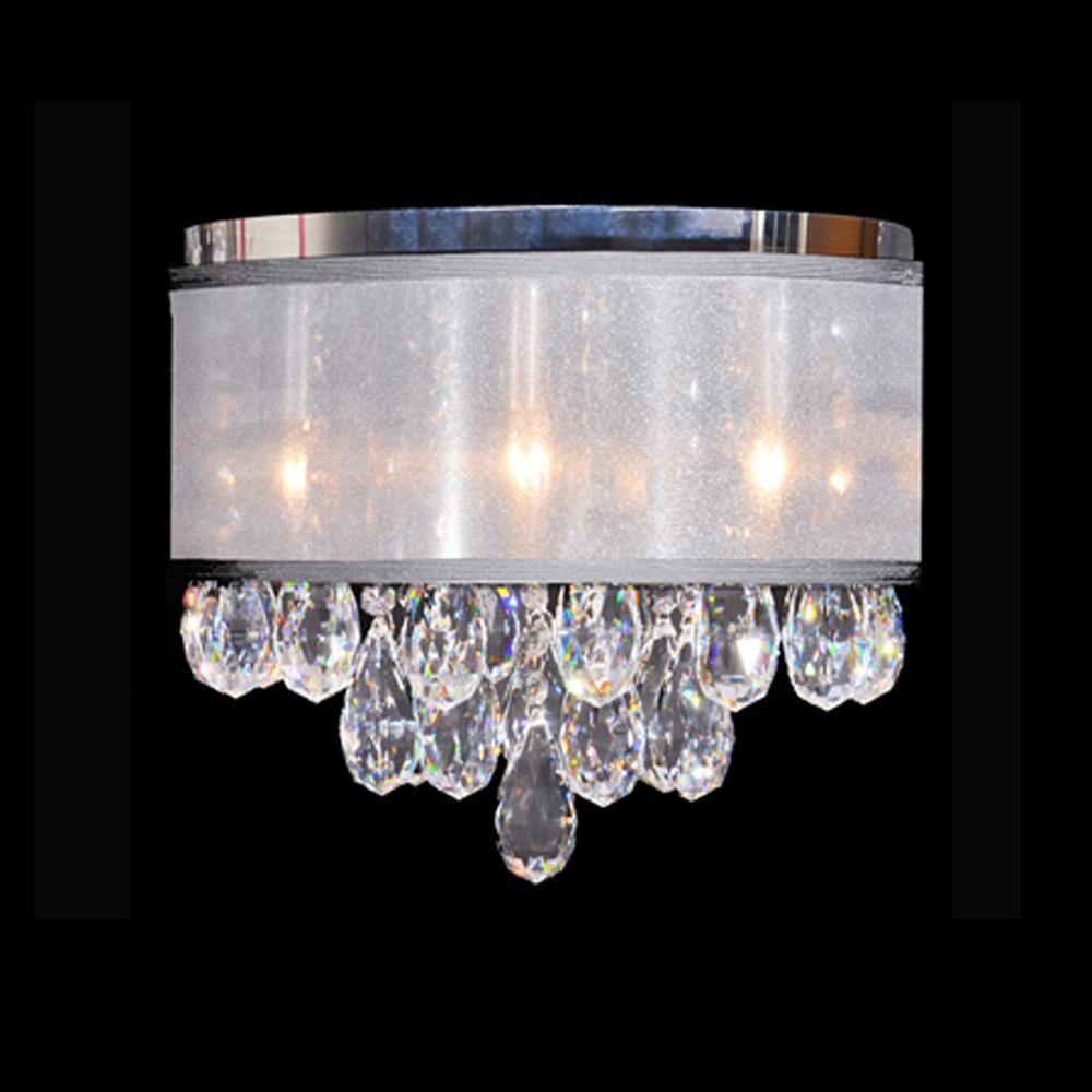 Chrome with Crystal Frosted Shade Flush Mount - LV LIGHTING