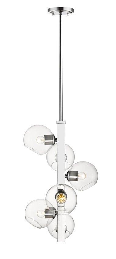 Chrome with Clear Glass Shade Multiple Light Pendant - LV LIGHTING