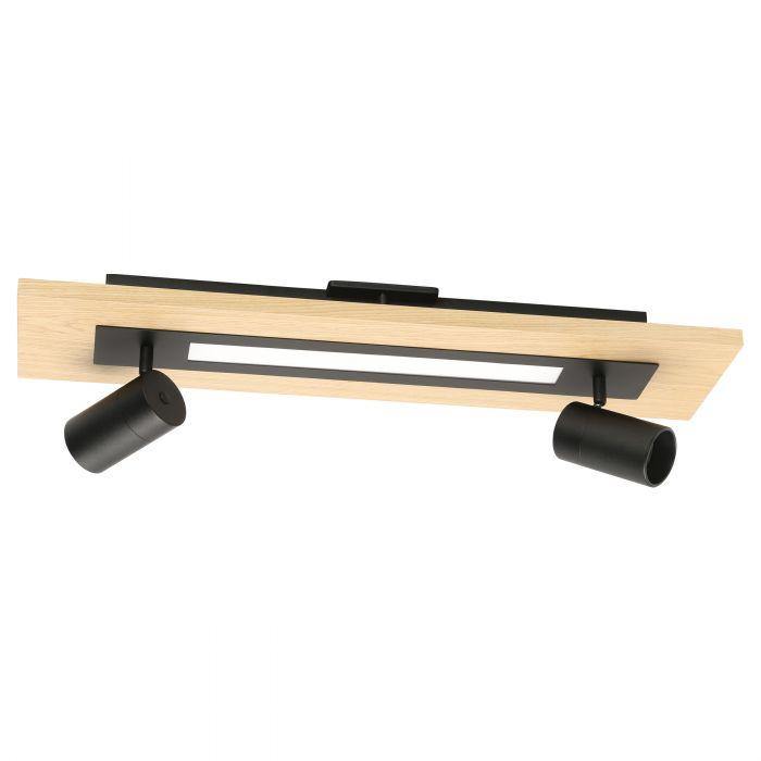 LED Wood and Black Flush Mount - LV LIGHTING