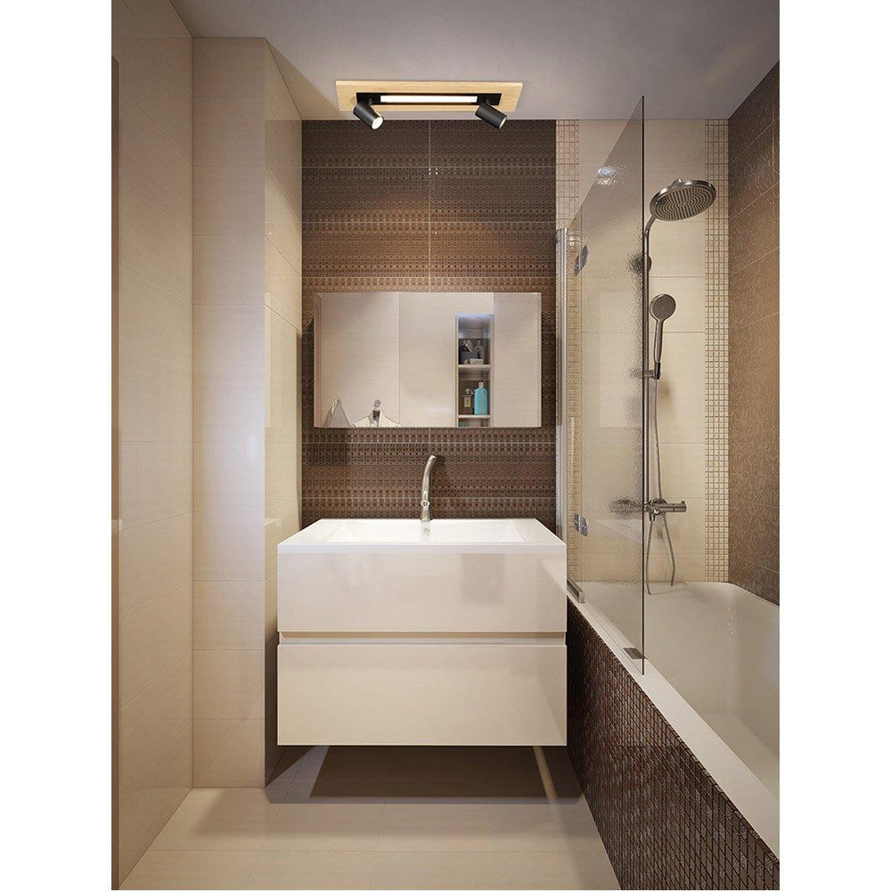 LED Wood and Black Flush Mount - LV LIGHTING