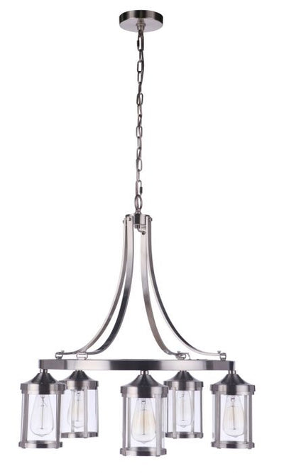 Steel Frame with Cylindrical Clear Glass Shade Chandelier
