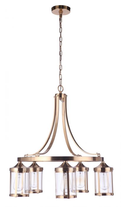 Steel Frame with Cylindrical Clear Glass Shade Chandelier