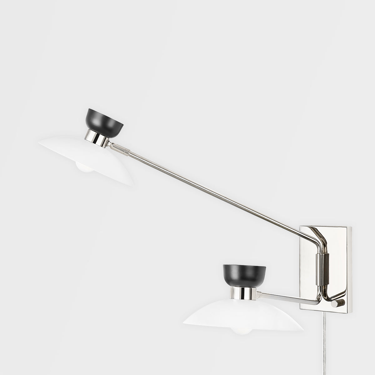 Steel Frame and Adjustable Arm with Bowl Shade Plug In Wall Sconce