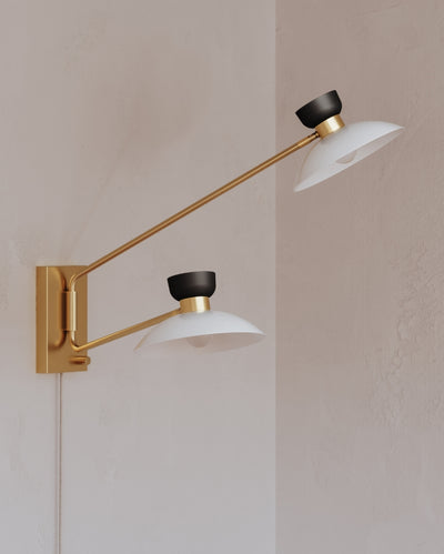 Steel Frame and Adjustable Arm with Bowl Shade Plug In Wall Sconce