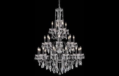 Steel with Clear Crystal 3 Tier Chandelier - LV LIGHTING