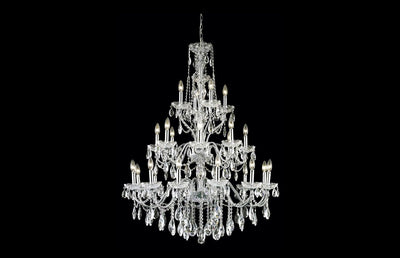 Steel with Clear Crystal 3 Tier Chandelier - LV LIGHTING