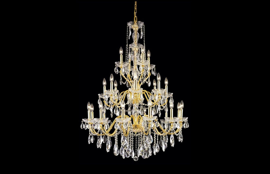 Steel with Clear Crystal 3 Tier Chandelier - LV LIGHTING