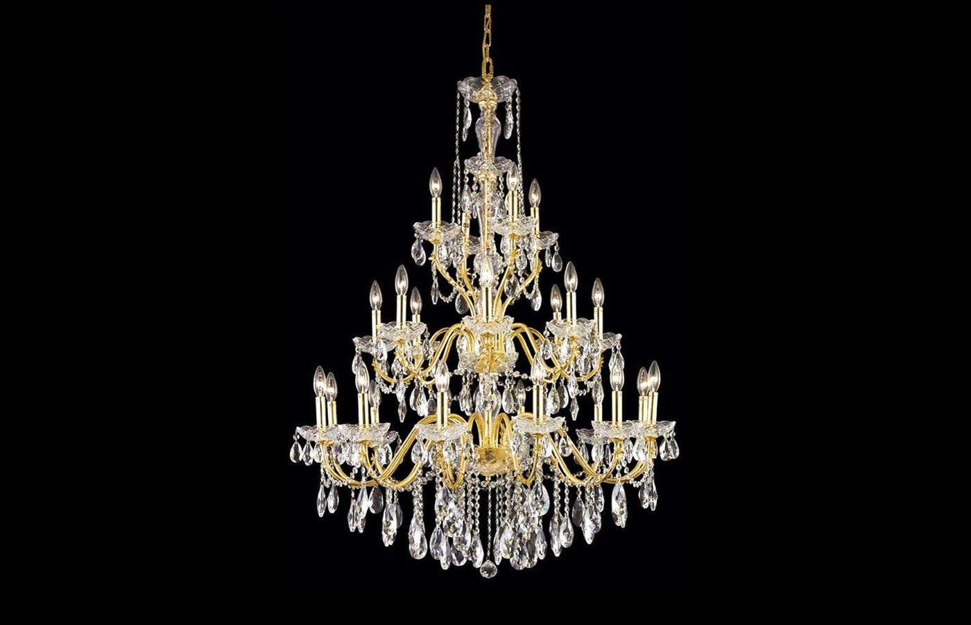 Steel with Clear Crystal 3 Tier Chandelier - LV LIGHTING