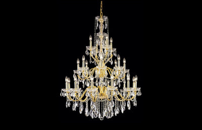 Steel with Clear Crystal 3 Tier Chandelier - LV LIGHTING