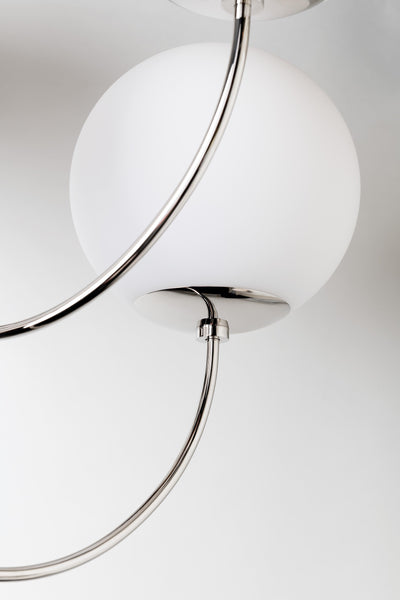 Steel Curve Arm with Frosted Shade Globe Chandelier - LV LIGHTING