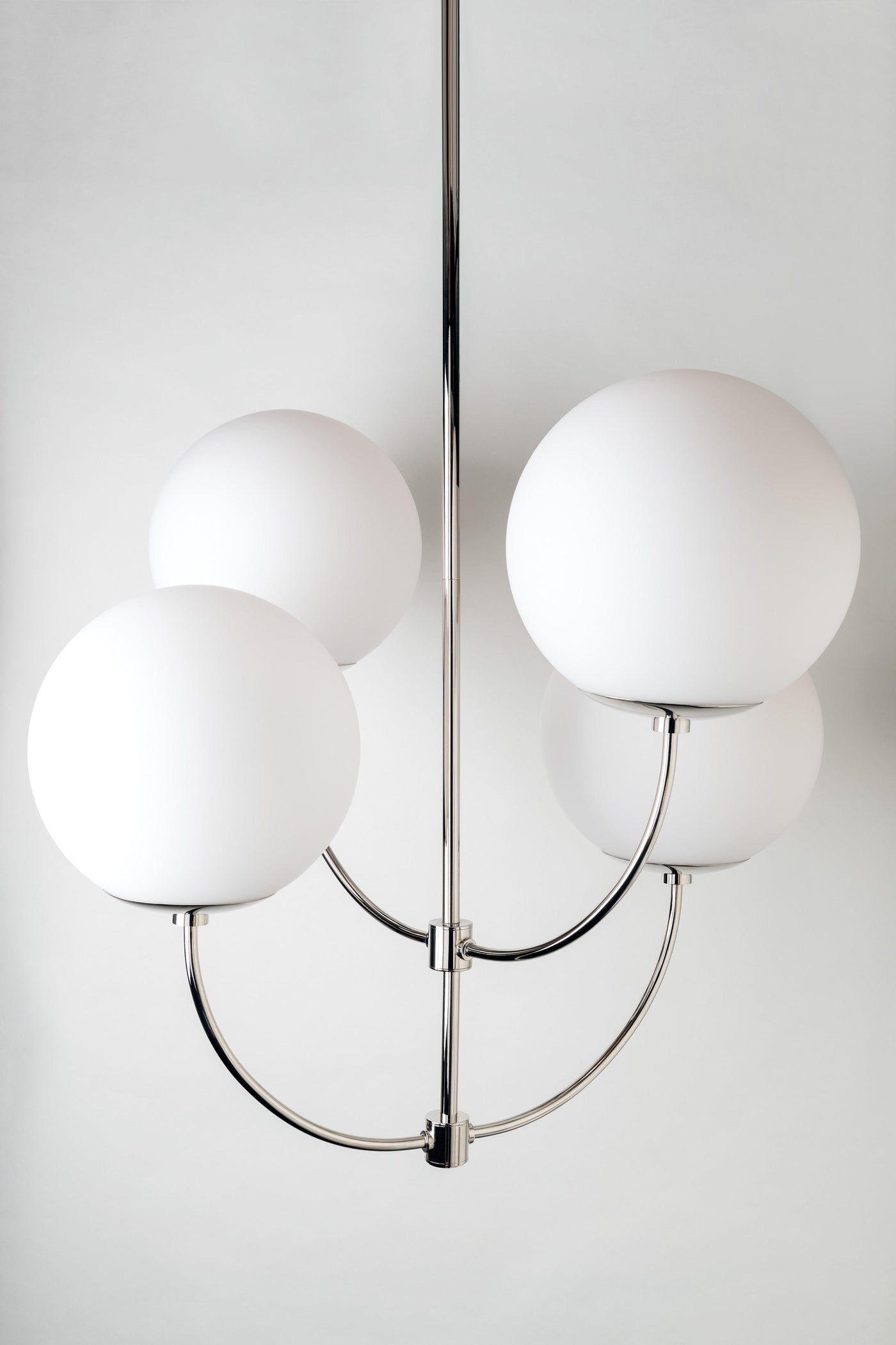 Steel Curve Arm with Frosted Shade Globe Chandelier - LV LIGHTING