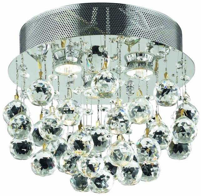 Chrome with Crystal Flush Mount - LV LIGHTING