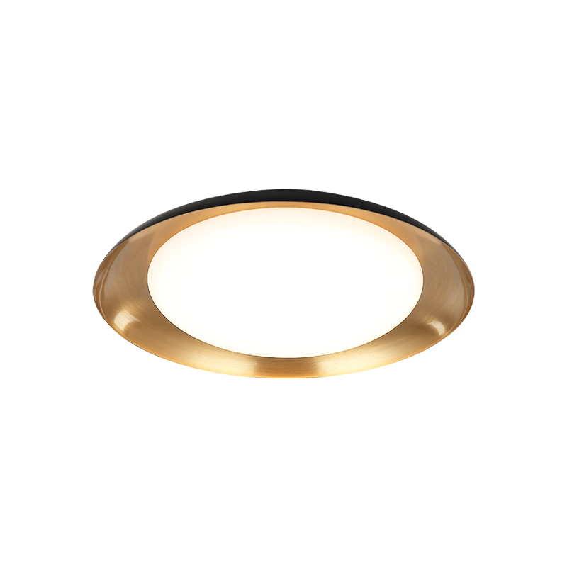 Lalonde - LED Steel Disk Frame with White Acrylic Diffuser Flush Mount in Black with Aged Gold Brass by Matteo Lighting