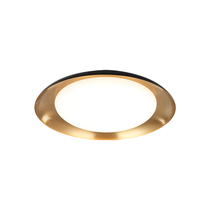 Lalonde - LED Steel Disk Frame with White Acrylic Diffuser Flush Mount in Black with Aged Gold Brass by Matteo Lighting